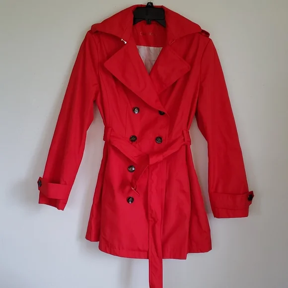 Calvin Klein Jackets Coats Red Calvin Klein Coat Poshmark